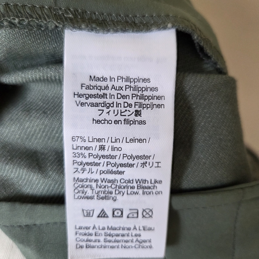NWT J.Crew Carolina Flare Pant In Stretch Linen Blend Size 8 Green - Picture 7 of 8